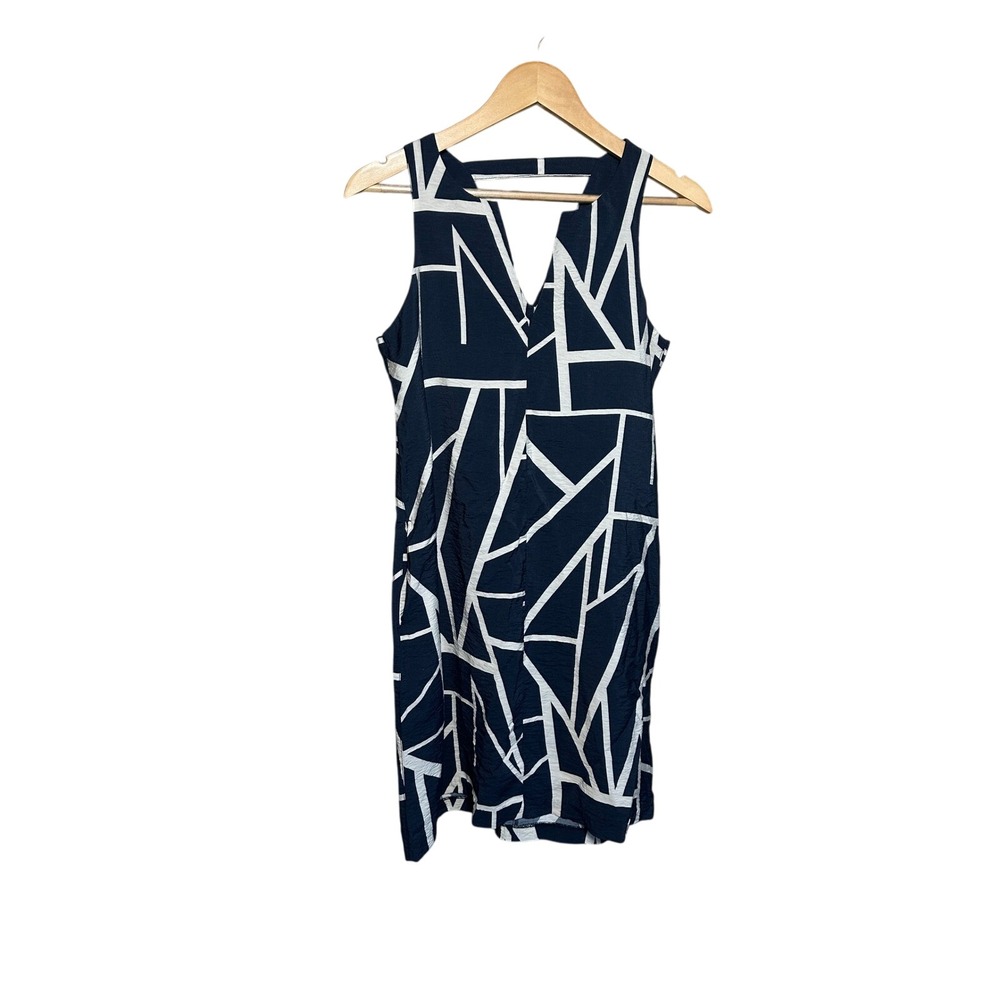 Banana Republic Shift Dress S Navy‎ White Geometric Abstract Modern Chic